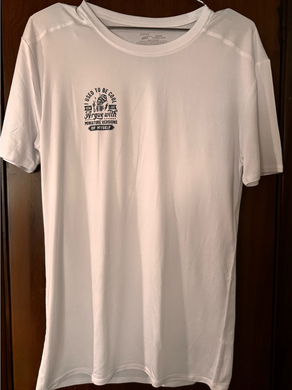 Hanes White Short-Sleeve Performance Tee with Funny Graphic